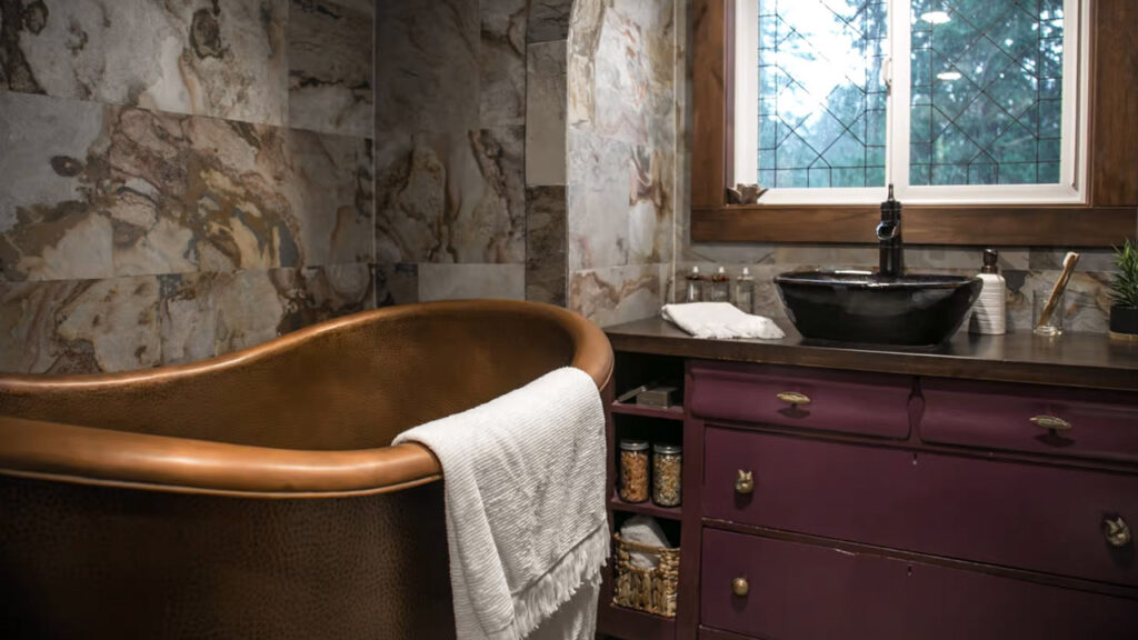 Bathroom-with-Copper-Clawfoot-bathtub