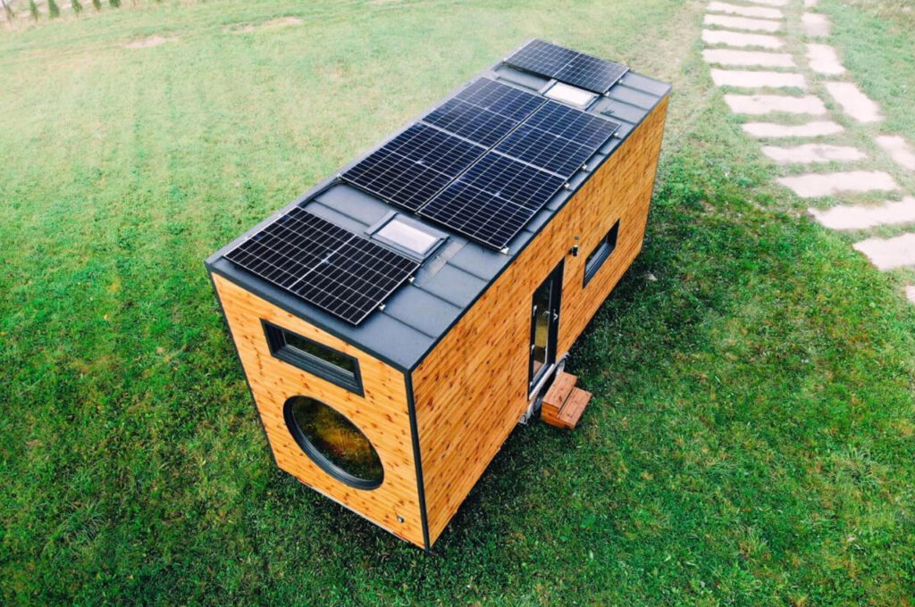 Solar panels of Dufour Tiny House on Wheels shelf by Berghaus