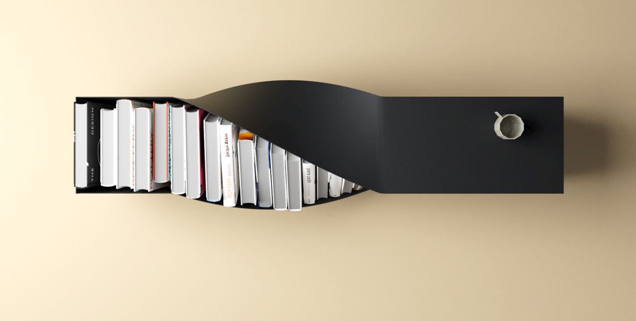Bookscrew Sideboard by Deniz Aktay has a Twirling Metal Frame