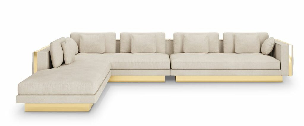 Lapiaz Modular Sofa is Artistic Blend of Brass and Fabric