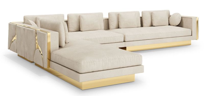 Lapiaz Modular Sofa is Artistic Blend of Brass and Fabric