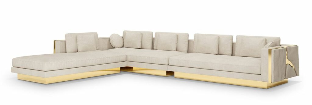 Lapiaz Modular Sofa is Artistic Blend of Brass and Fabric