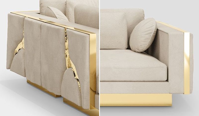 Lapiaz Modular Sofa is Artistic Blend of Brass and Fabric