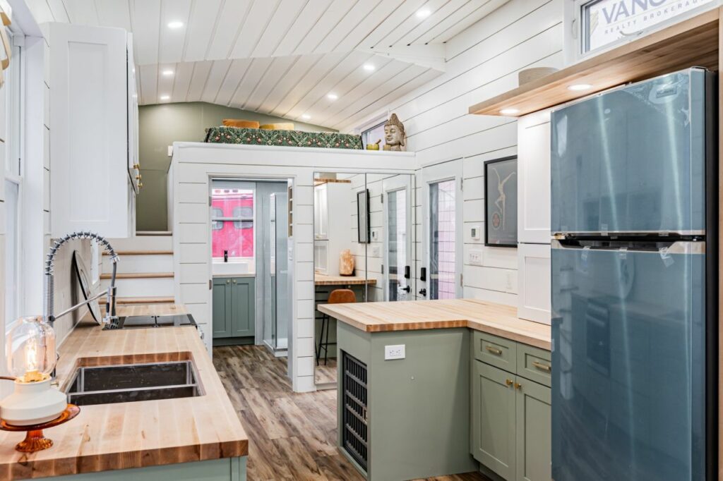 Interior of Pine Needle Tiny House by Acorn Tiny Homes