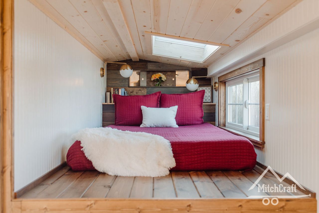 Summer's 32'x8' Tiny Home has Bed, Living Room in the Loft