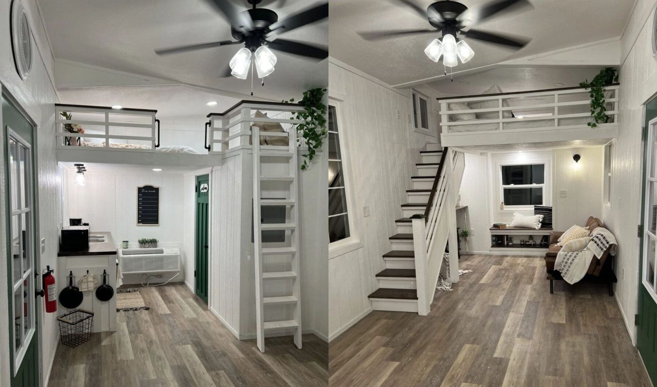 The Tiny House With Farmhouse Vibe has Twin Lofts