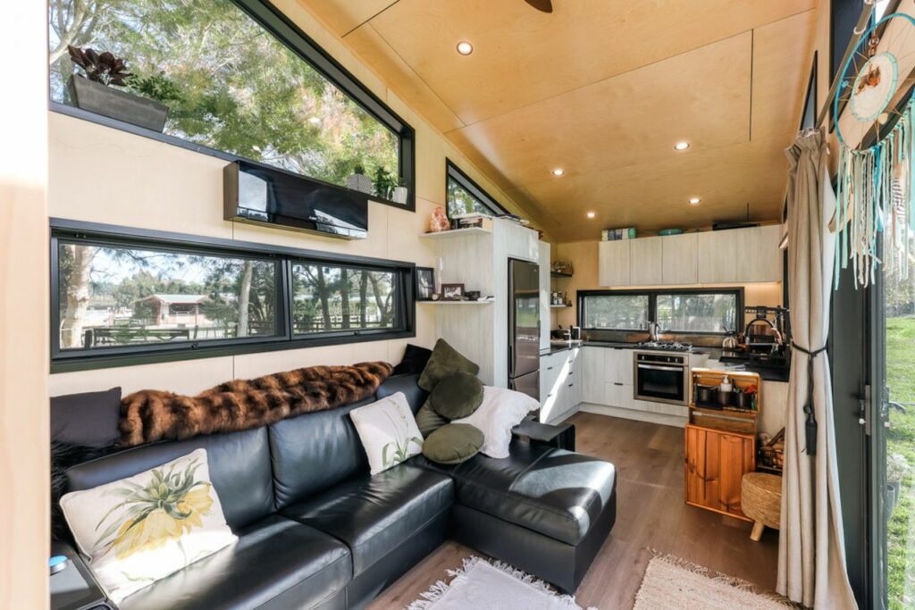 Interior of New Zealand's biggest tiny house