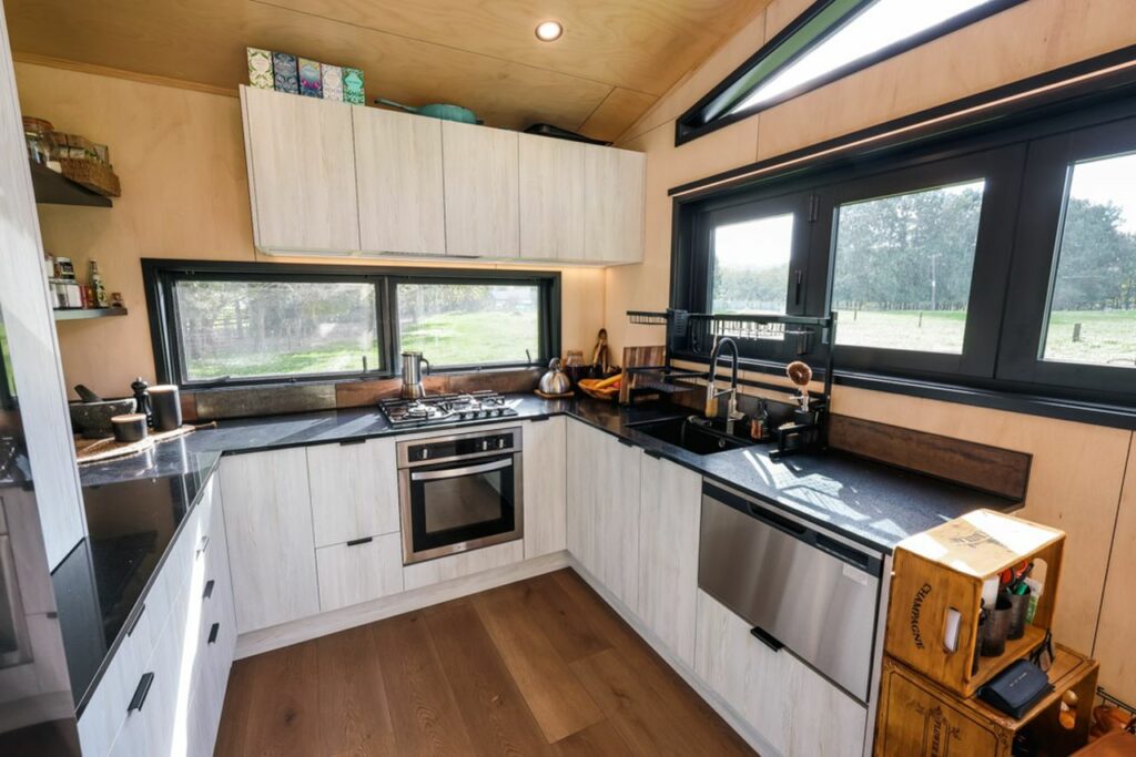 Kitchen of New Zealand's biggest tiny house