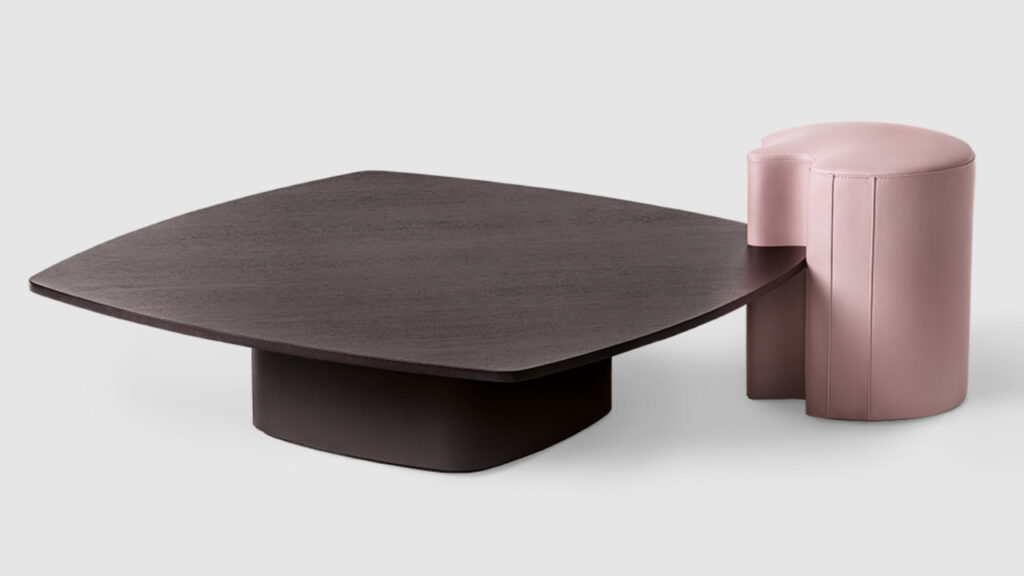 Woody pouf & Mia table by Giorgetti