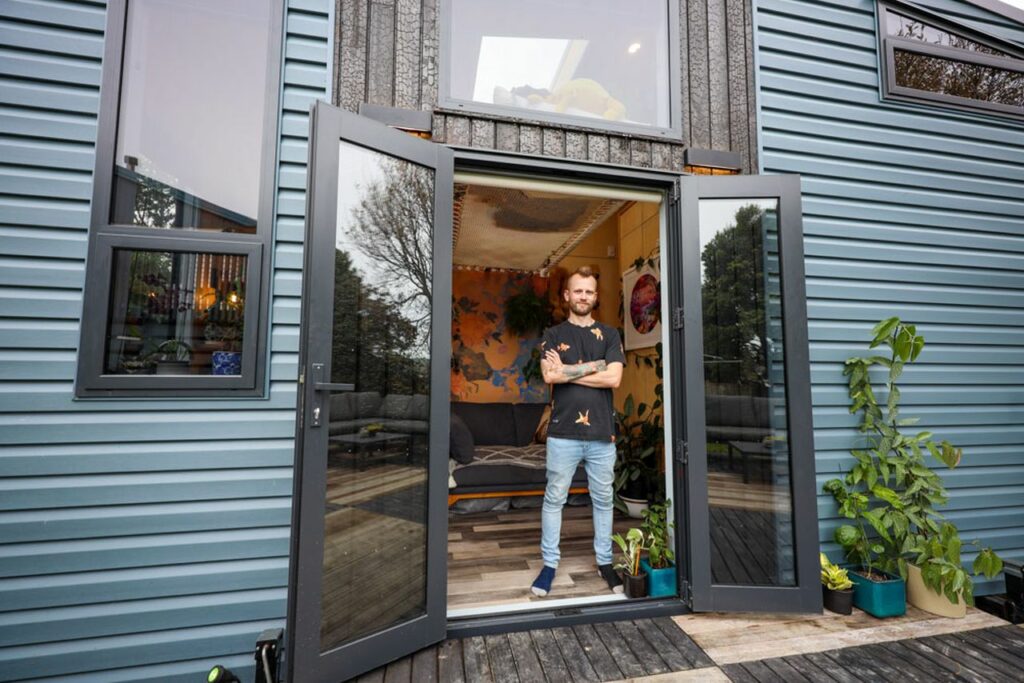 Tattoo Artist design an artistic tiny house for himself in Wellington