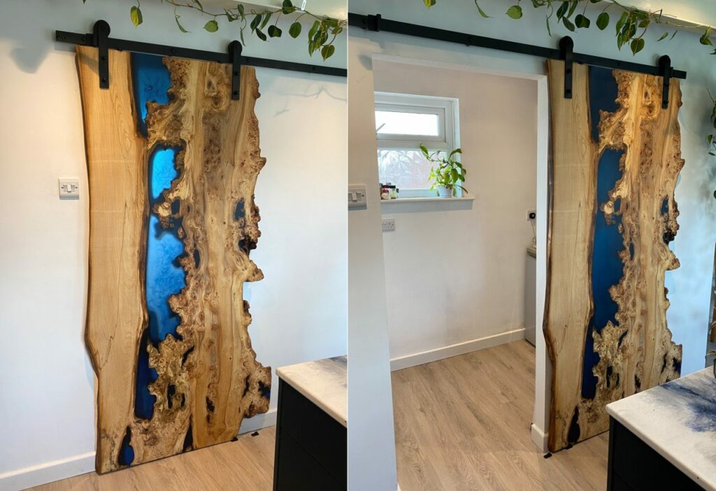 Elm and Epoxy Resin Barn Sliding Door