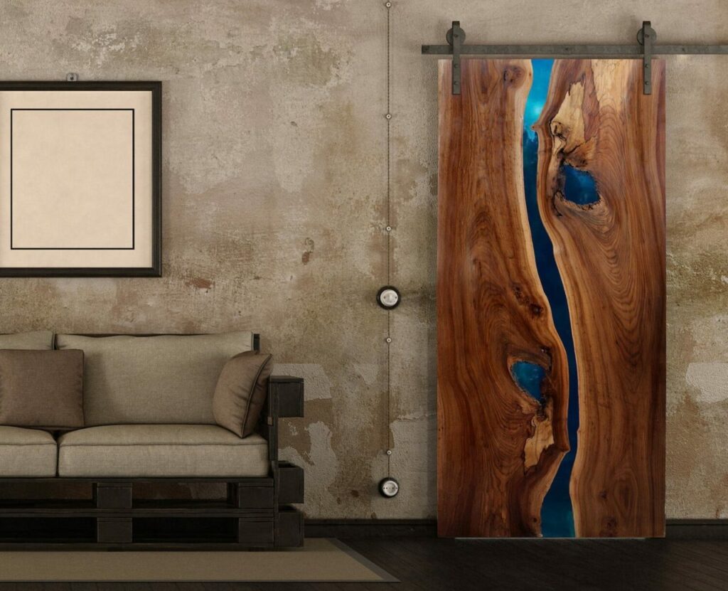 English Elm Epoxy Sliding Door