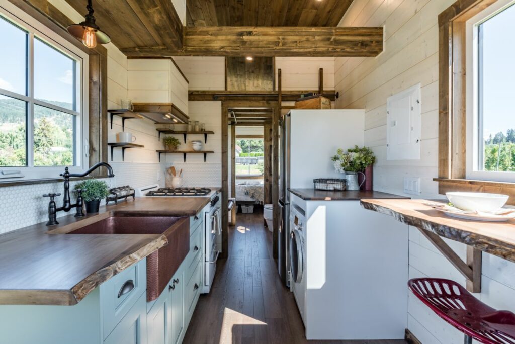 Hummingbird tiny house wide shot entire interior space