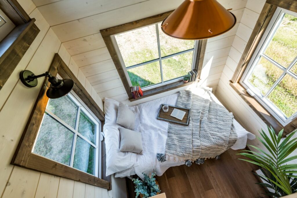 Hummingbird tiny house upper shot bedroom