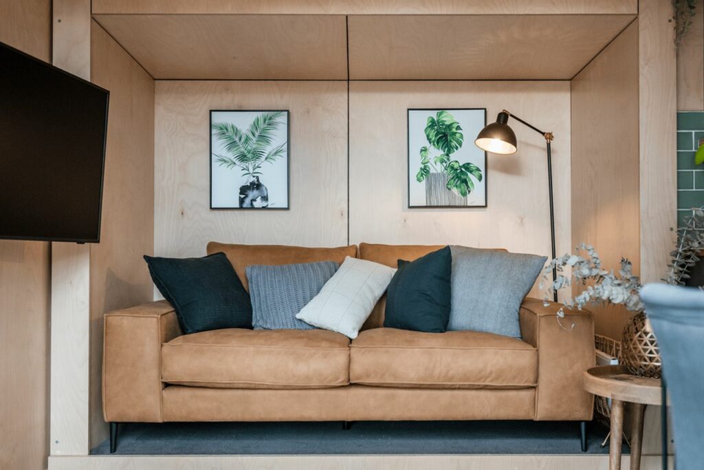 Sofa of Luna Tiny House by Hauslein