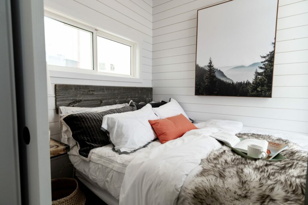 Main floor bedroom of The Summer's Night Dream Tiny house