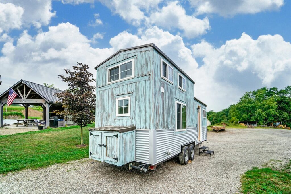 Exterior of One Particular Harbour tiny house by Modem Tiny Living