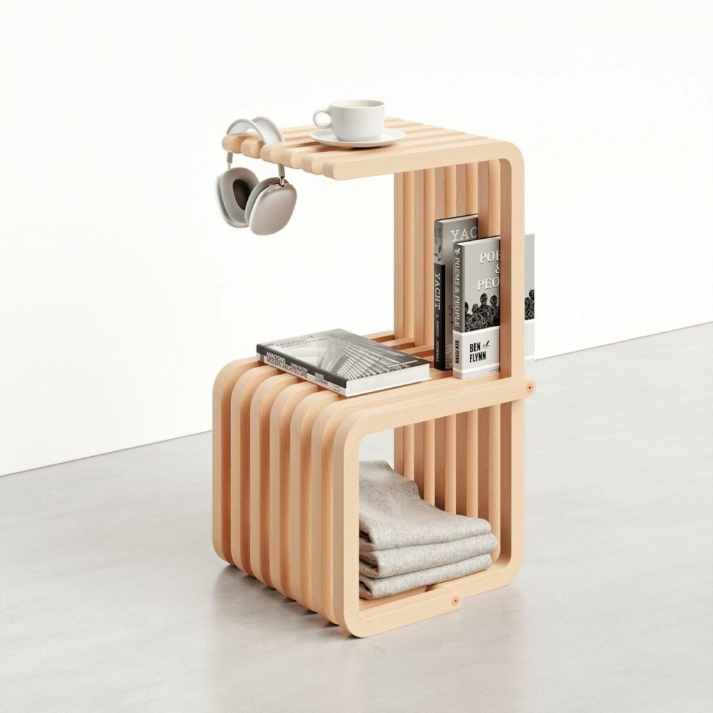 Proust Side Table by Joao Teixeira Doubles as Storage Rack