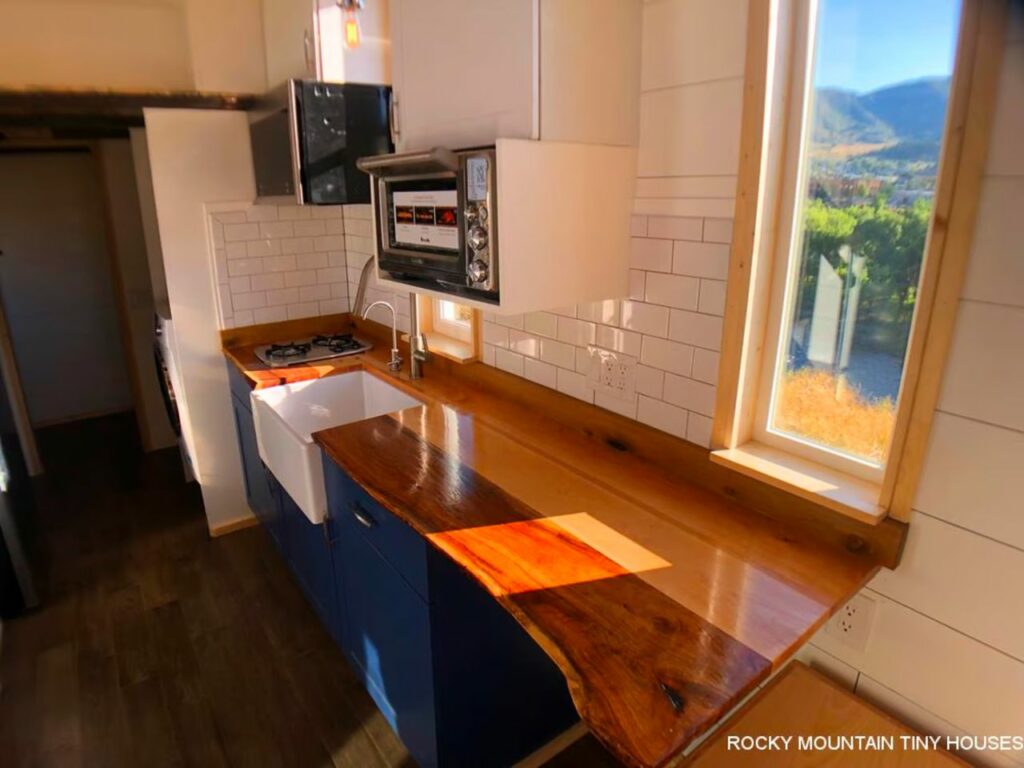 Living room of Timberwolf Tiny House by Rocky Mountain Tiny Houses