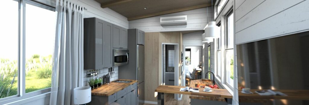 Interior of Vesta tiny house on wheels