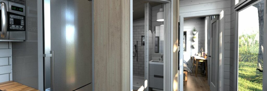 Interior of Vesta tiny house on wheels