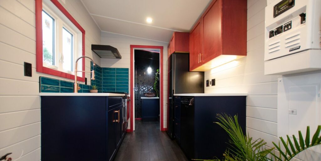 fully-stocked kitchen of Calliope tiny house