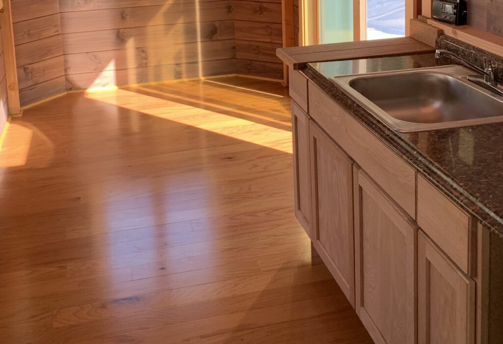 Driftwood tiny house kitchen