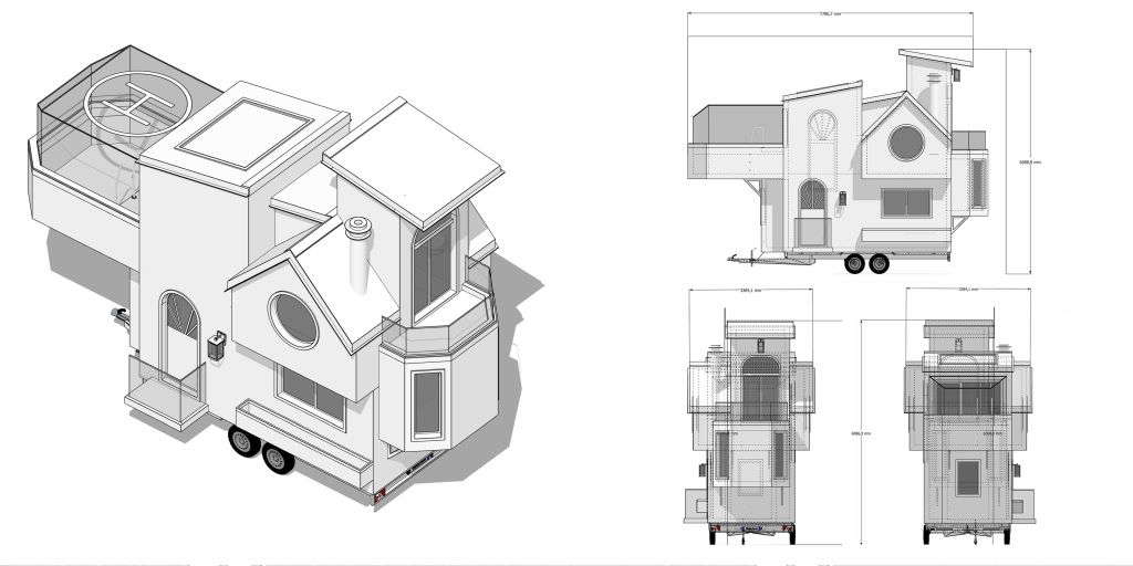 Futuristic tiny house on wheels