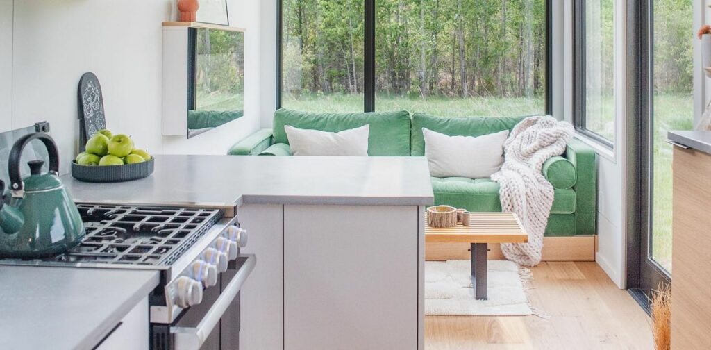 Halcyon 02 Tiny House in Canada has a gorgeous living room