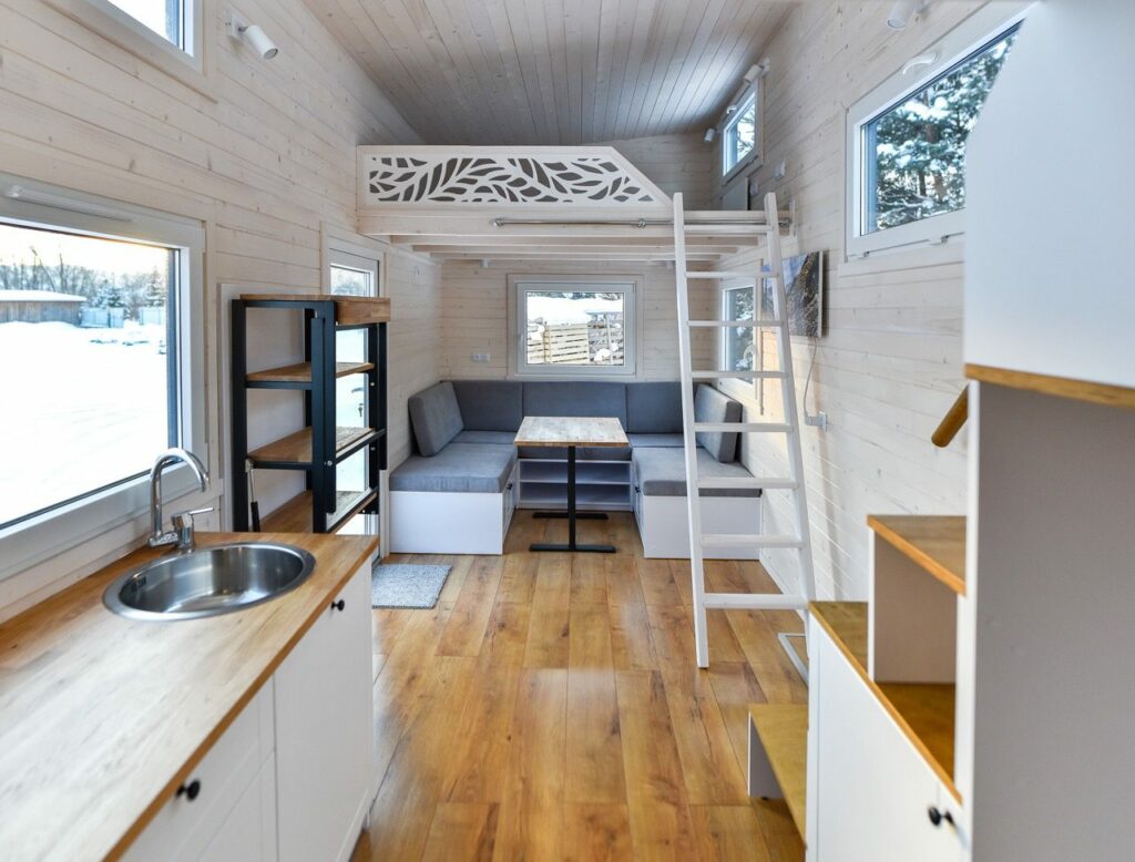 Interior of Porto Tiny House-Foldable table