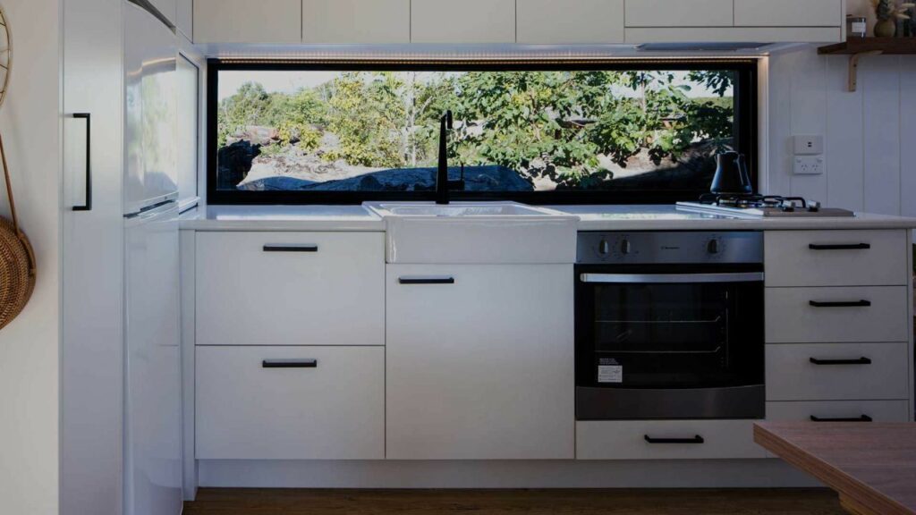 Kitchen of Mooloolaba tiny house in Queensland