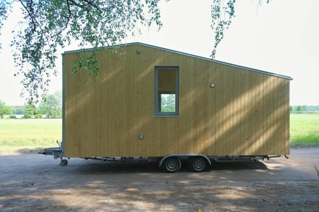 Back side of REDUKT Echo tiny house on wheels