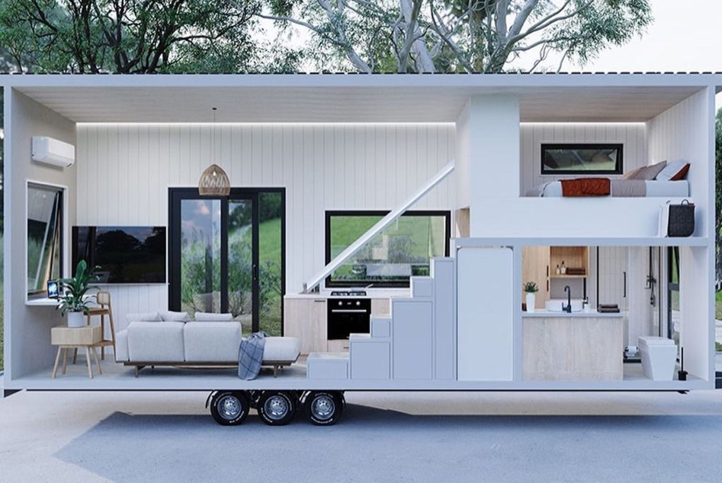 Interior of Suffolk tiny house on wheels