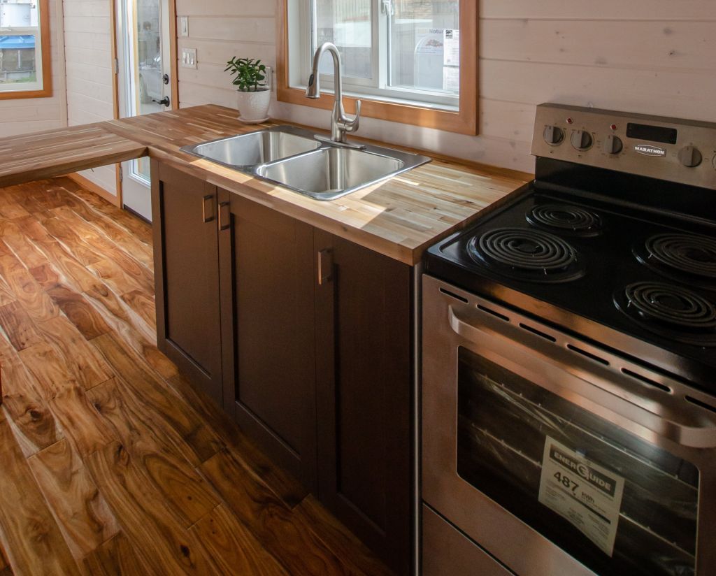 The Garry Oak tiny house kitchen by Rewild Homes