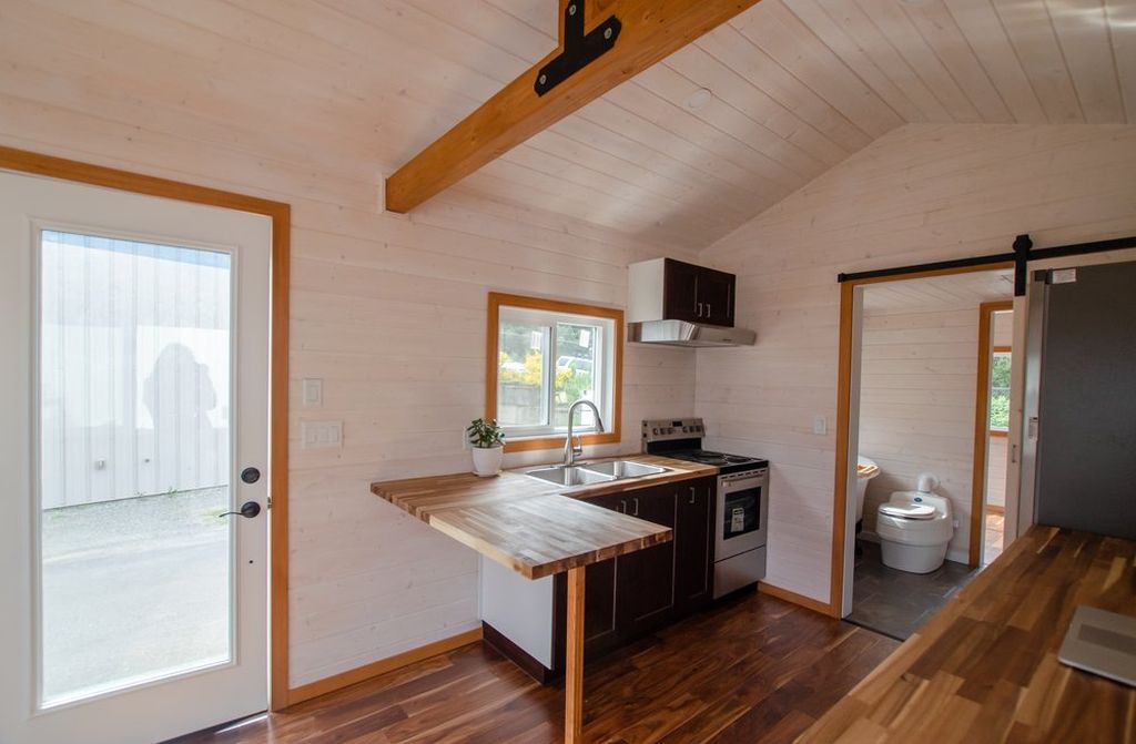 The Garry Oak tiny house kitchen by Rewild Homes