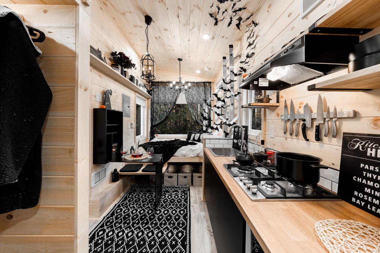 The Spooky Home tiny house interior is really enchanting