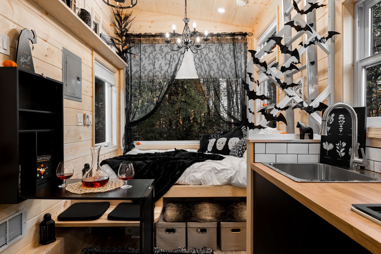 Interior of The Spooky Home tiny house