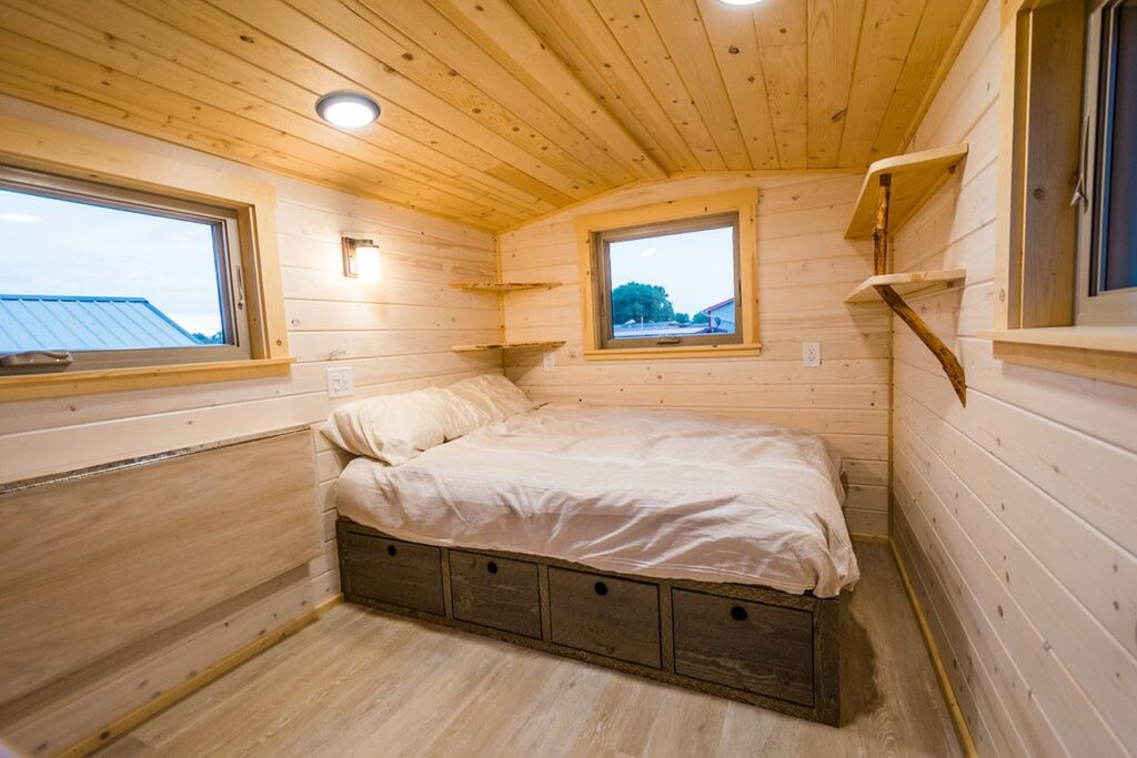 gooseneck bedroom of Heather's Tiny house-1