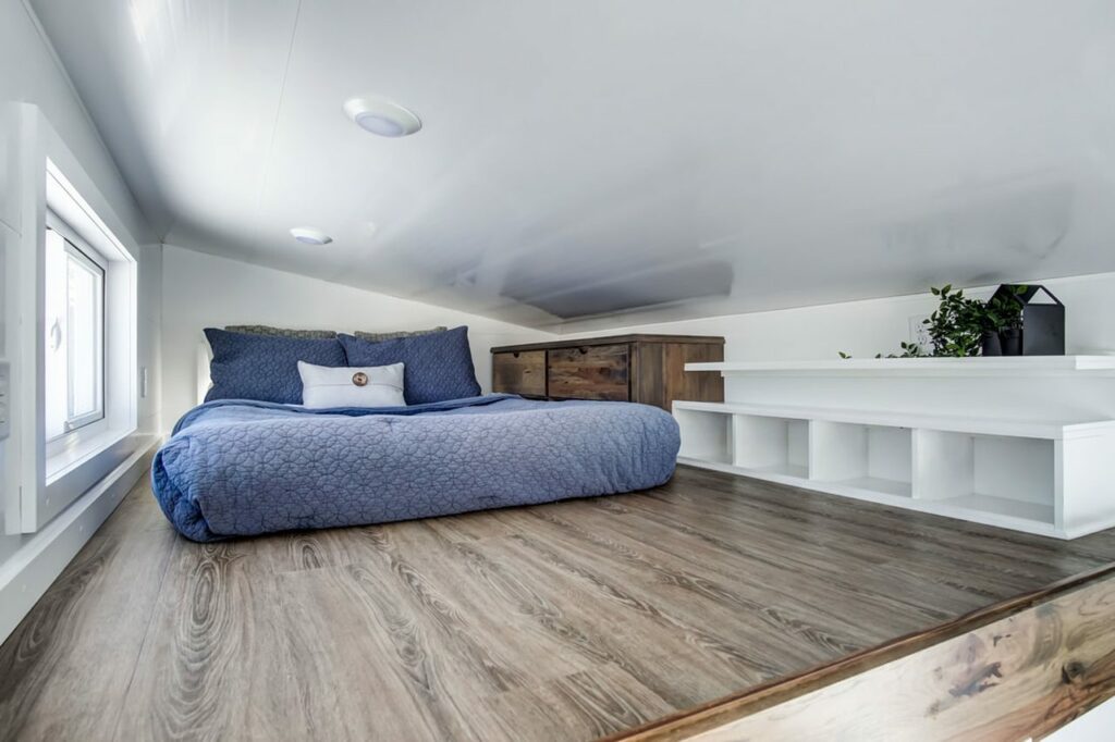 loft bedroom with storage options