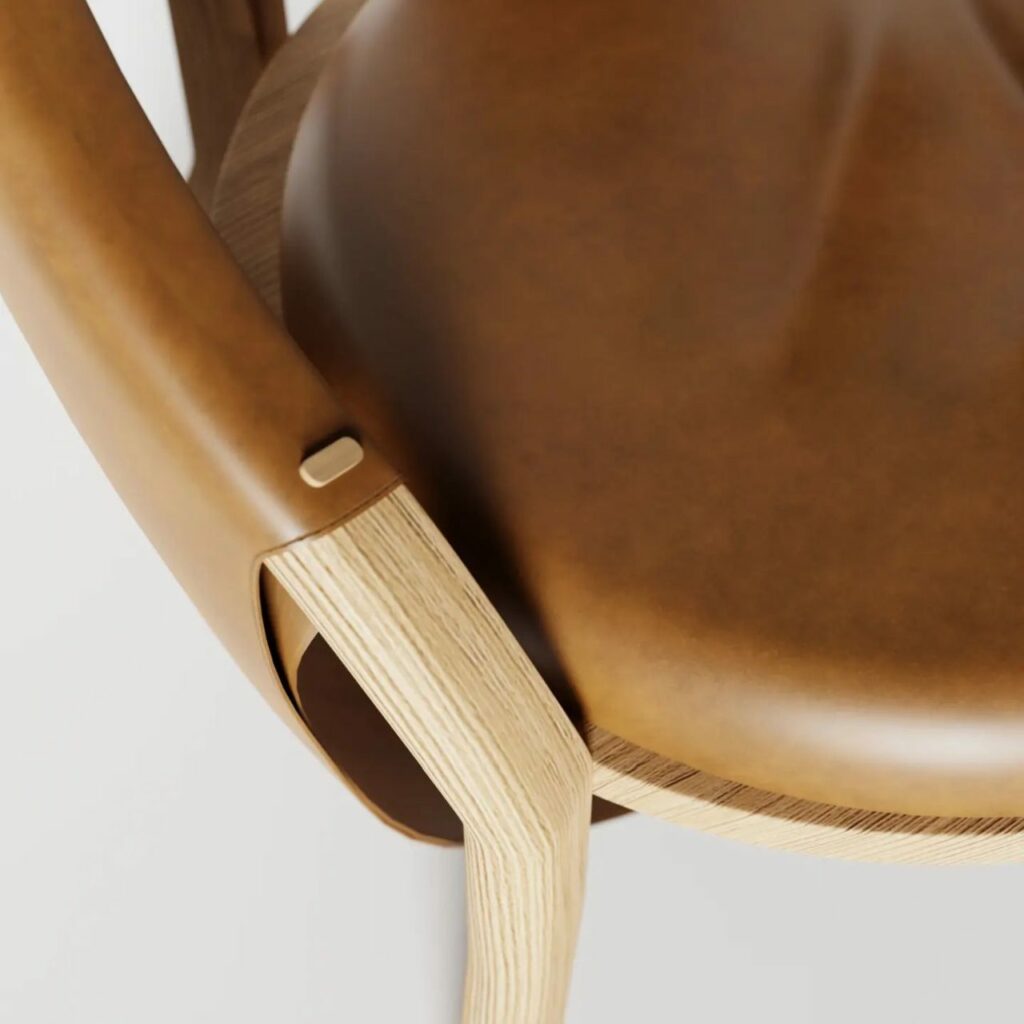 Arch-Armchair-leather and wood