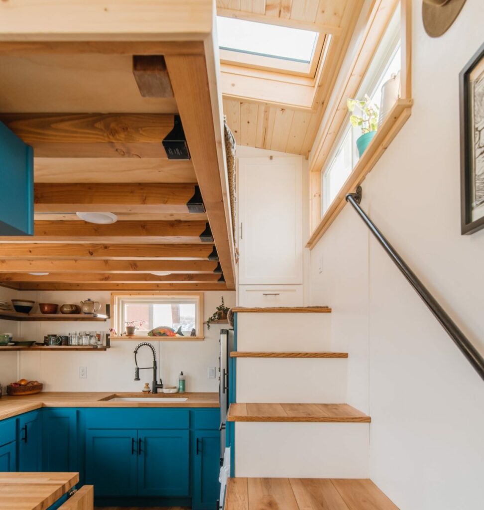 Carrie-and-Dan’s-Tiny-House-Sleeping loft stairs