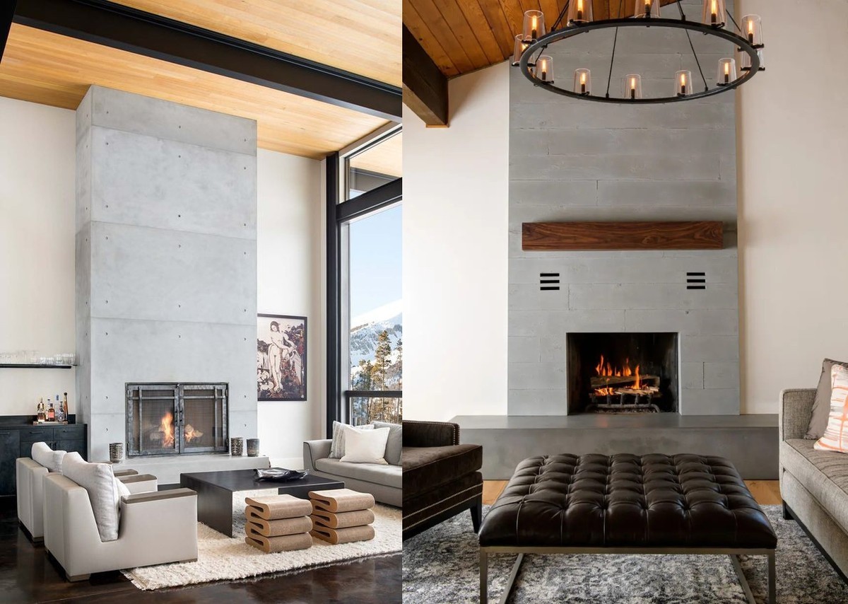 Concrete fireplace