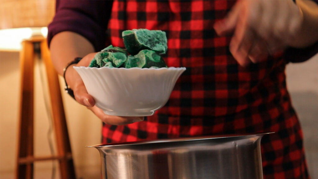 Dump wax in a pan over medium heat