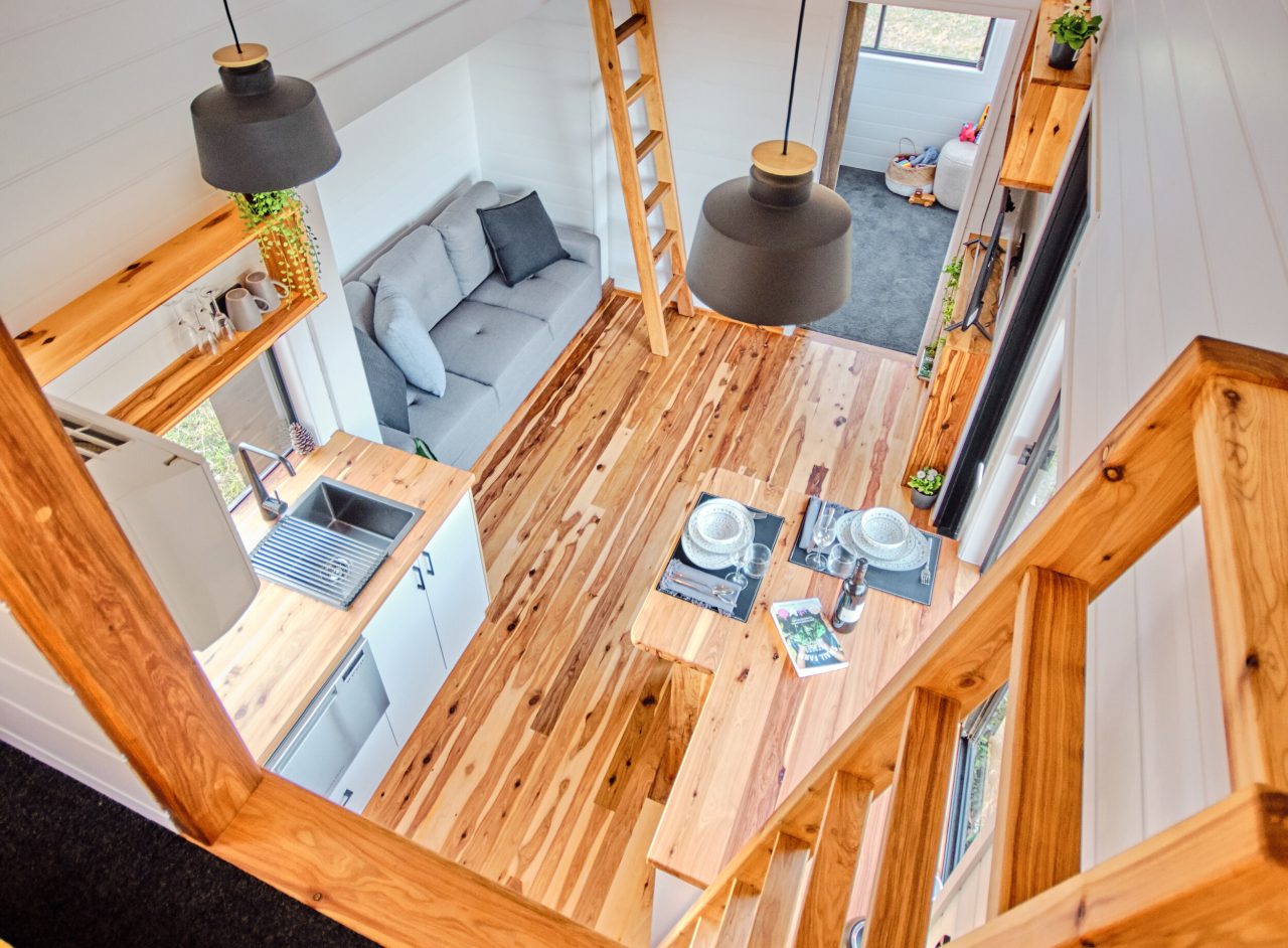 Grand Sojourner Tiny House Living room and breakfast bar