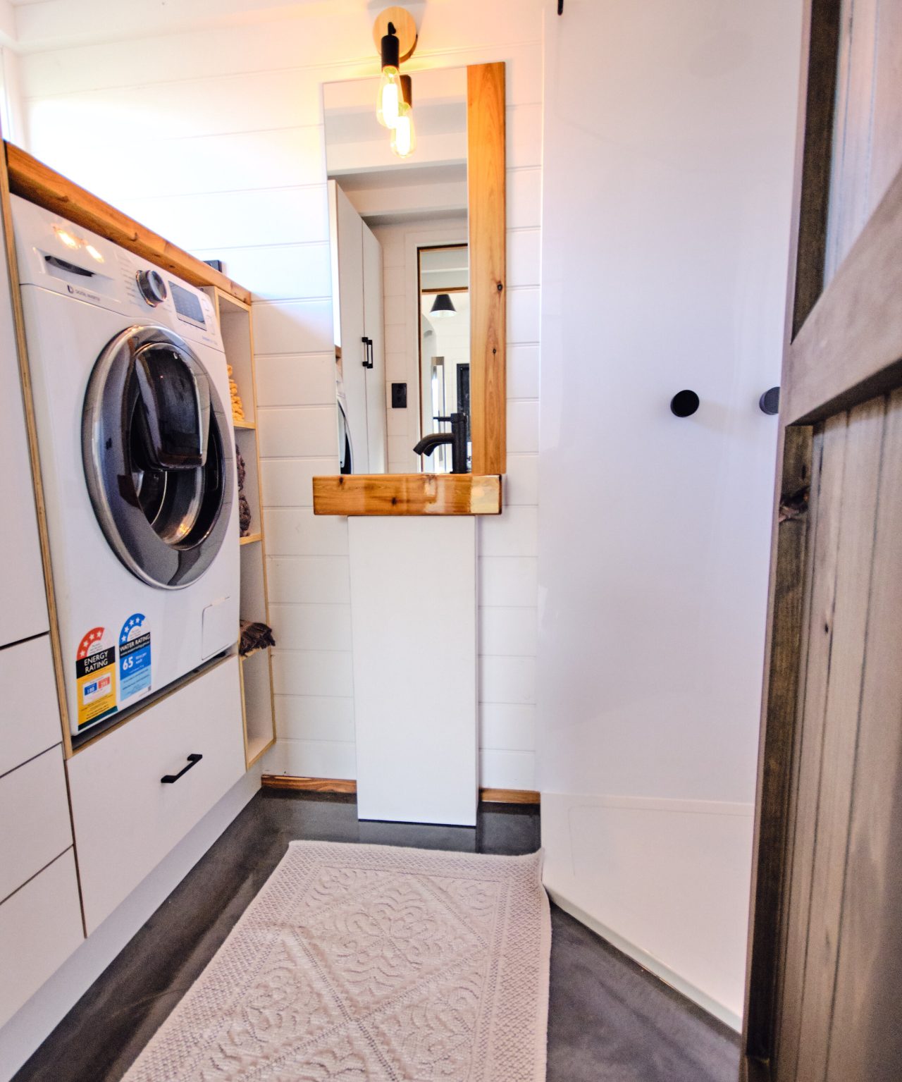 Grand Sojourner Tiny House Washing machine hookup