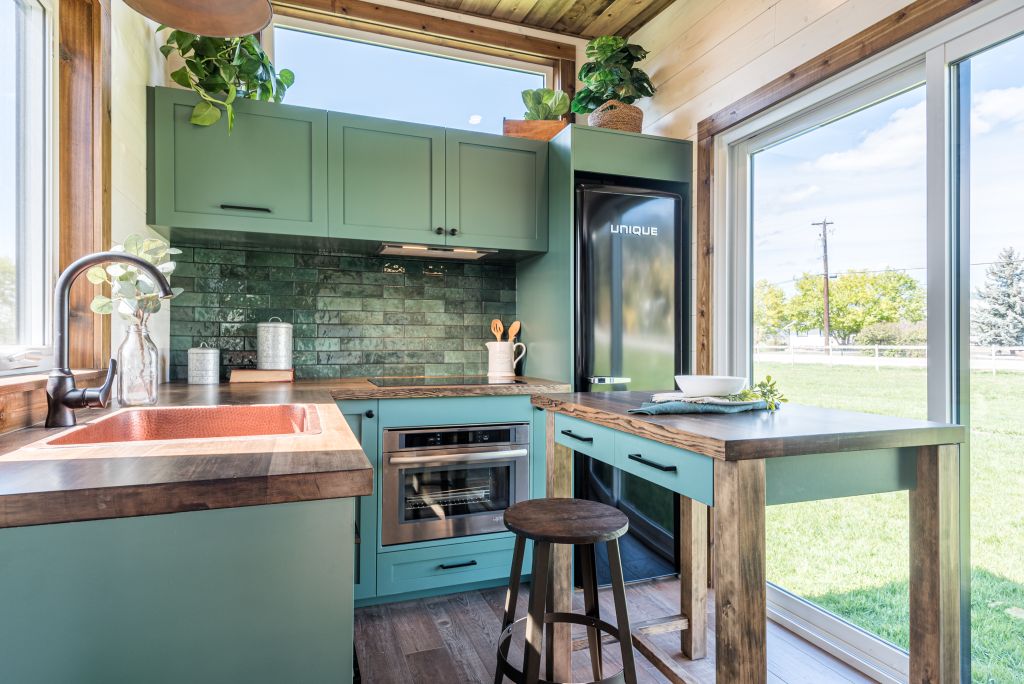 Helikon tiny house luxe kitchen by Summit Tiny Homes