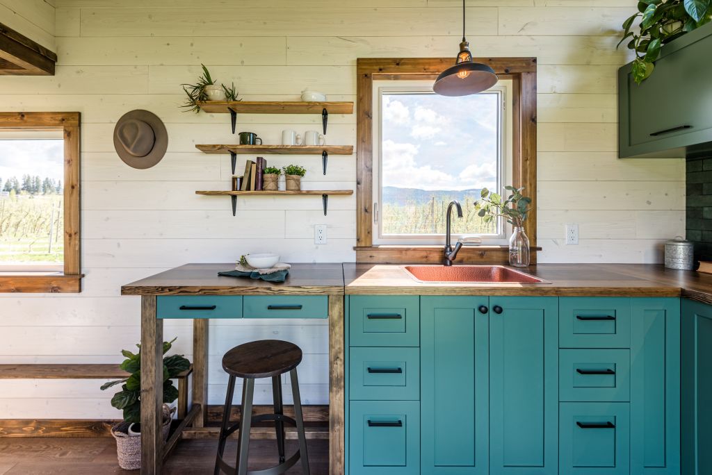 Helikon tiny house kitchen by Summit Tiny Homes