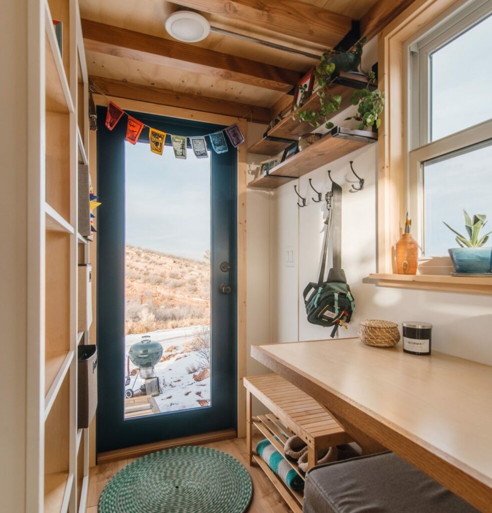 Mudroom and back entry in Carrie and Dan's Tiny House