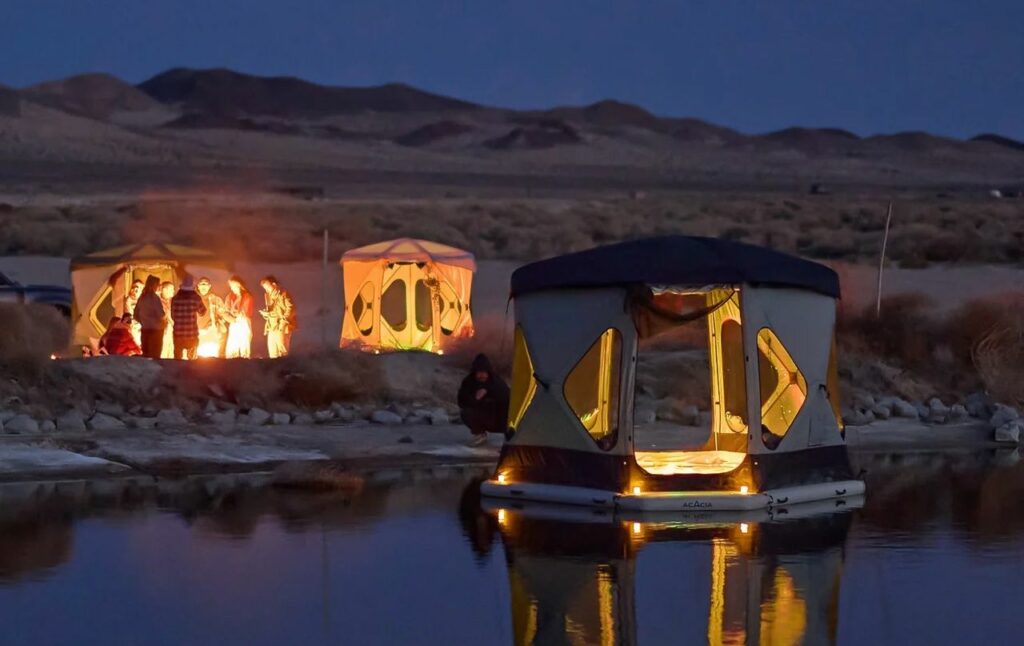 Space Acacia 3-in-1 Portable Tents across a lake