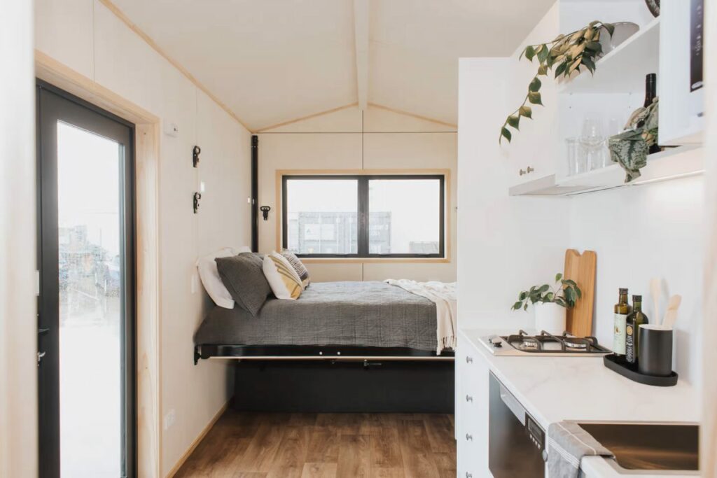 Te Whare Nukunuku Tiny House drop-down bed-1